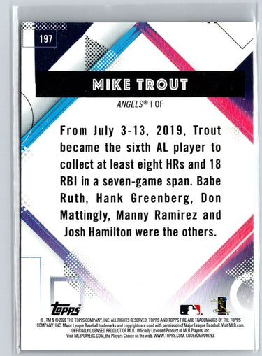 2020 Topps Fire #197 Mike Trout M21