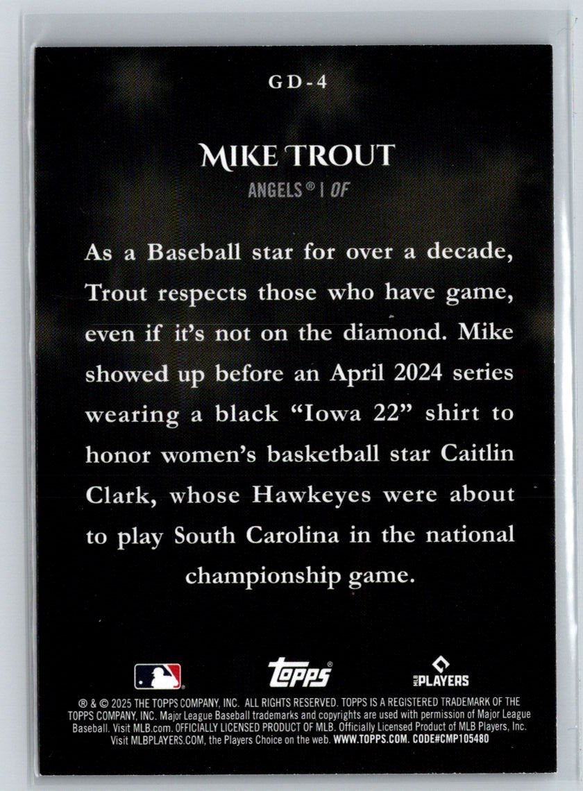 2025 Topps #GD-4 Mike Trout Gameday Drip M22