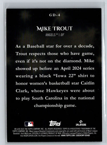 2025 Topps #GD-4 Mike Trout Gameday Drip M22