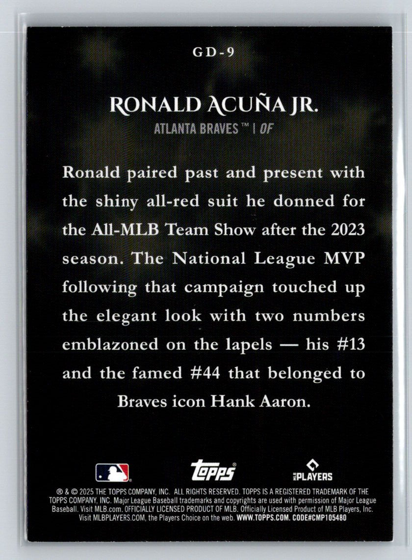 2025 Topps #GD-9 Ronald Acuña Jr. Gameday Drip M23