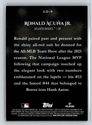 2025 Topps #GD-9 Ronald Acuña Jr. Gameday Drip M23