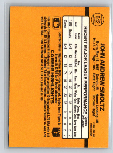 1989 Donruss #642b John Smoltz M24
