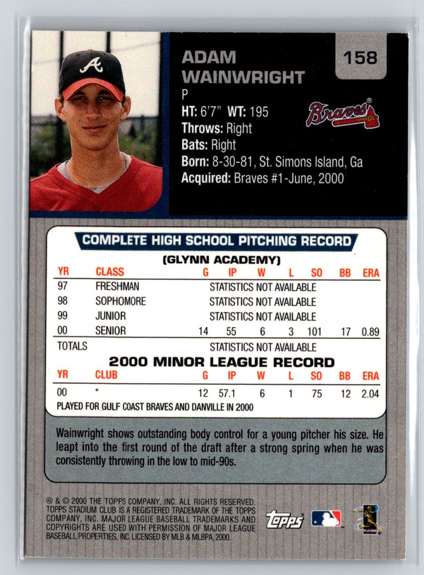 2001 Stadium Club #158 Adam Wainwright M24