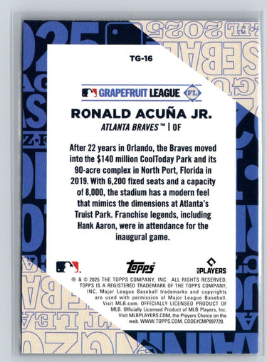 2025 Topps #TG-16 Ronald Acuña Jr. Training Grounds M24