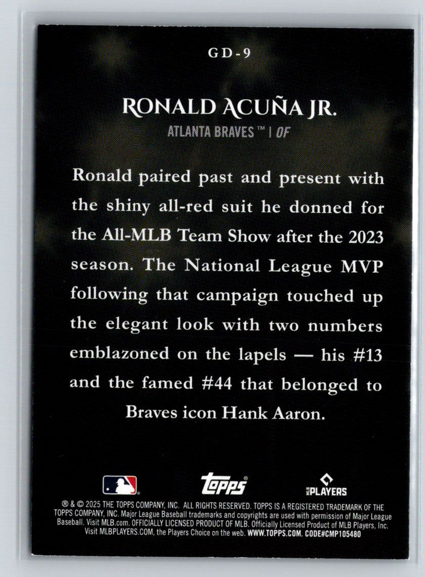 2025 Topps #GD-9 Ronald Acuña Jr. Gameday Drip M24