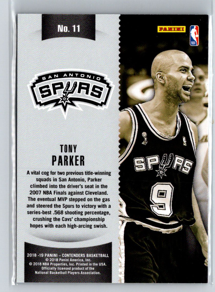 2018-19 Panini Contenders #11 Tony Parker Winning Tickets M25