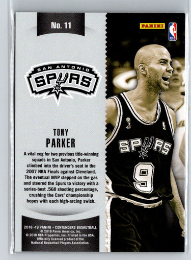 2018-19 Panini Contenders #11 Tony Parker Winning Tickets M25