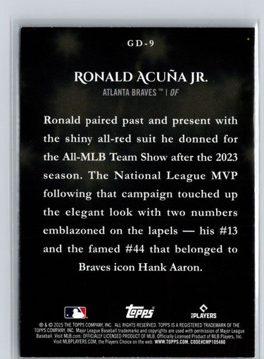 2025 Topps #GD-9 Ronald Acuña Jr. Gameday Drip M25