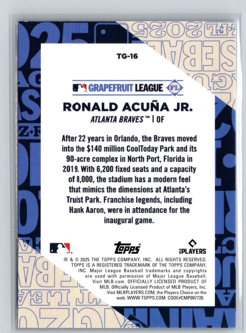 2025 Topps #TG-16 Ronald Acuña Jr. Training Grounds M25