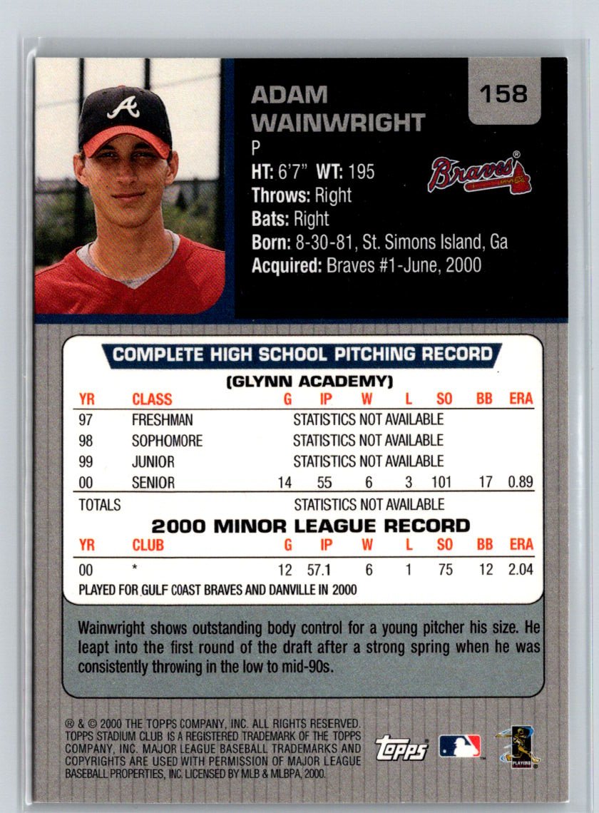 2001 Stadium Club #158 Adam Wainwright M25