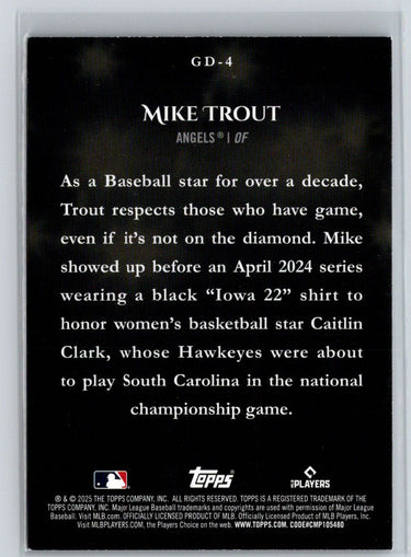 2025 Topps #GD-4 Mike Trout Gameday Drip M25