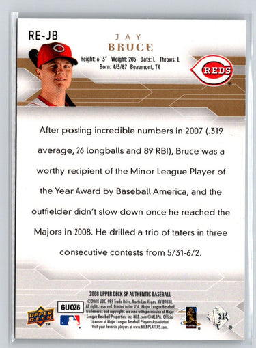 2008 SP Authentic #RE-JB Jay Bruce Rookie Exclusives M26