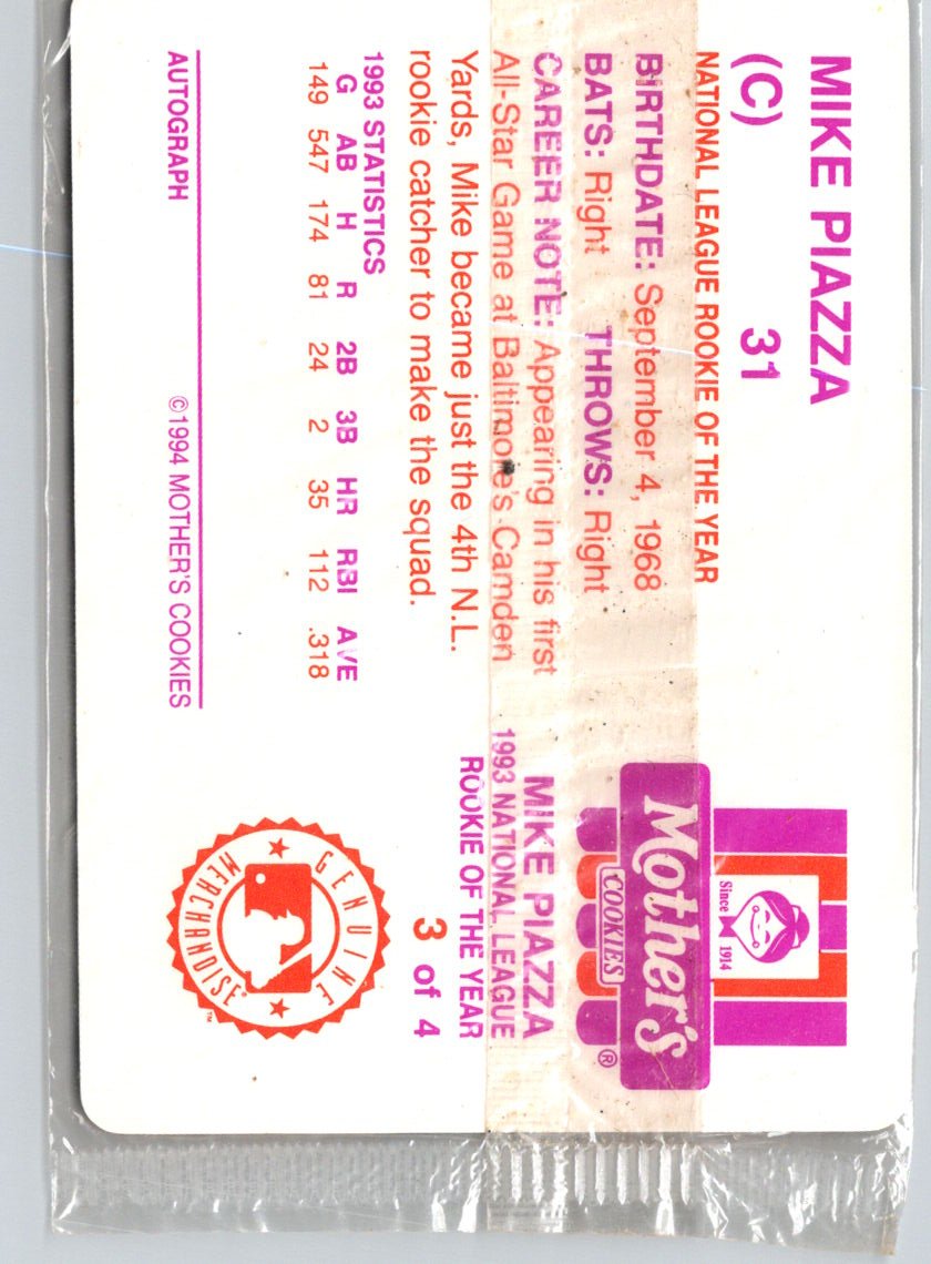 1994 Mother's Cookies Mike Piazza #3 Mike Piazza M26