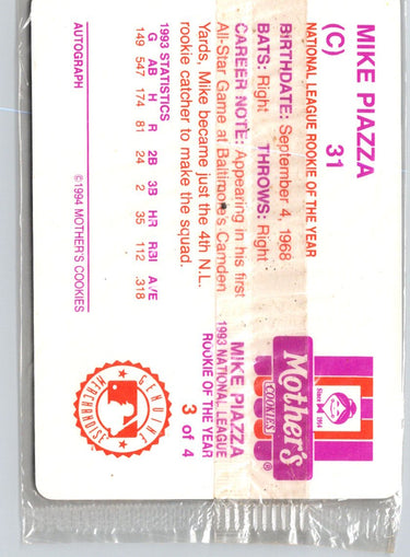 1994 Mother's Cookies Mike Piazza #3 Mike Piazza M26