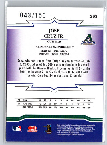 2005 Donruss Throwback Threads #263 Jose Cruz Jr. Blue Century Proof #/150 M27