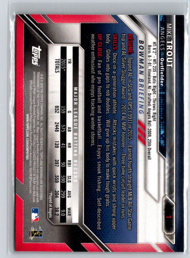 2016 Bowman #1 Mike Trout M30