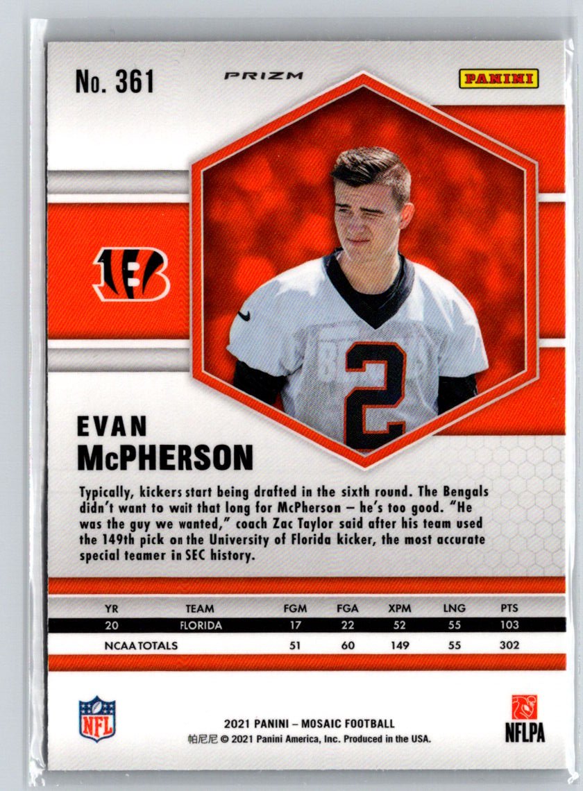 2021 Panini Mosaic #361 Evan McPherson Prizm Reactive Orange M30