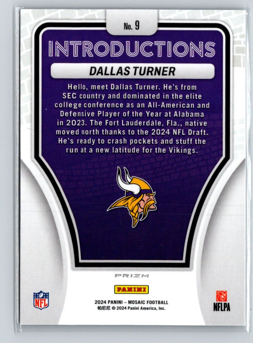 2024 Panini Mosaic #9 Dallas Turner Introductions M31