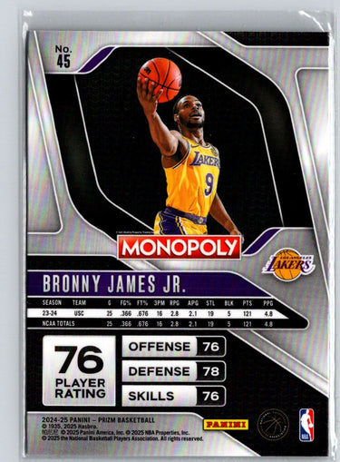 2024-25 Panini Prizm Monopoly #45 Bronny James M31