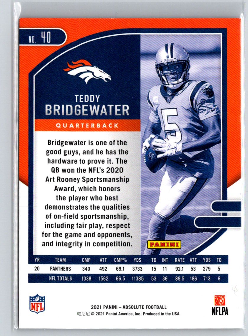 2021 Panini Absolute - Red Squares #40 Teddy Bridgewater #/499 M32