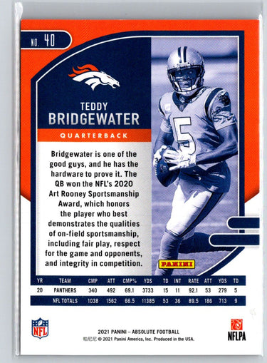 2021 Panini Absolute - Red Squares #40 Teddy Bridgewater #/499 M32