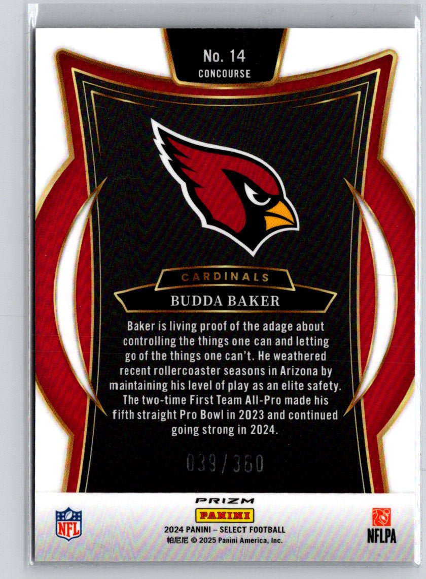 2024 Panini Select #14 Budda Baker Purple Prizm Shock #/360 M32