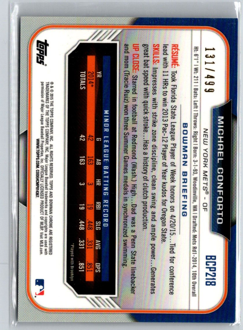 2015 Bowman Chrome #BCP218 Michael Conforto Prospects Refractors #/499 M32