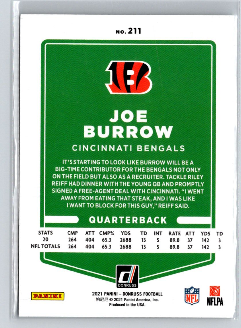 2021 Donruss #211b Joe Burrow No Helmet M32