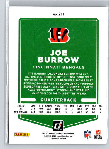 2021 Donruss #211b Joe Burrow No Helmet M32