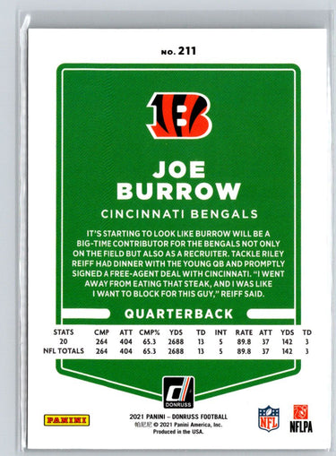 2021 Donruss #211b Joe Burrow No Helmet M33