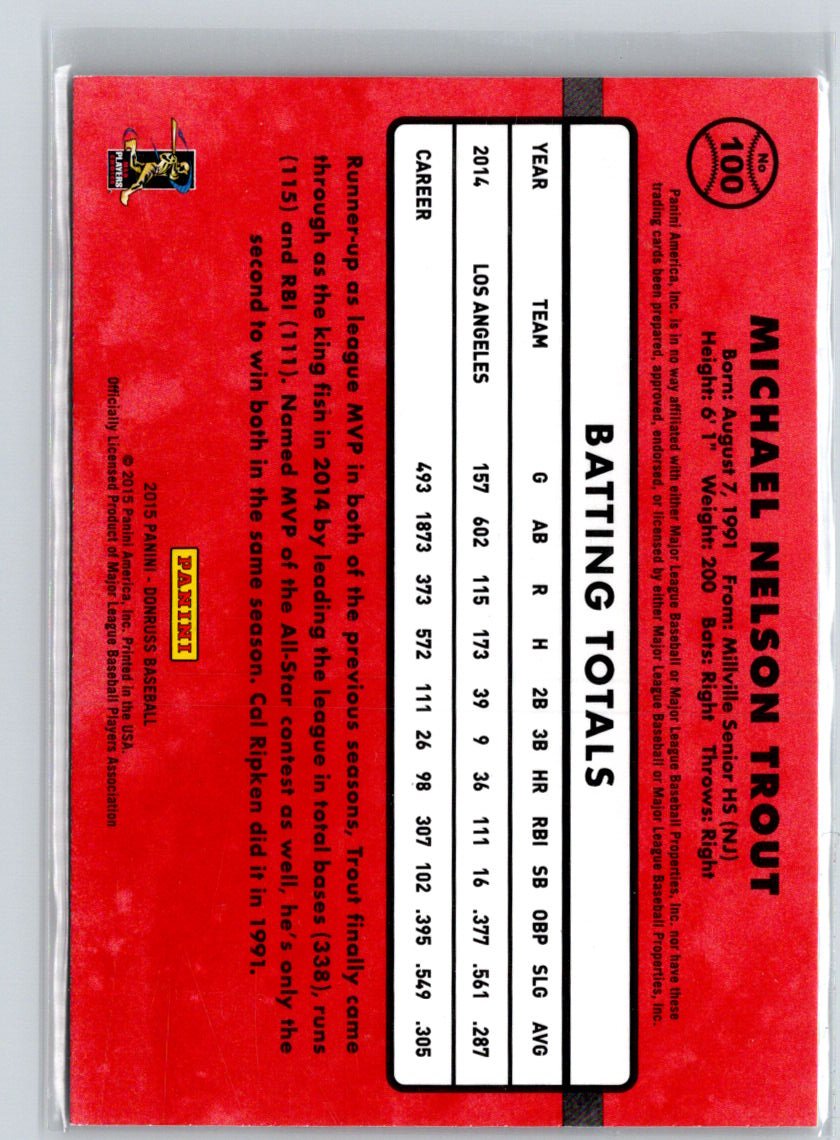 2015 Donruss #100 Mike Trout : Reversed negative M33