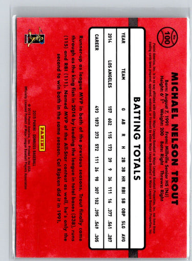 2015 Donruss #100 Mike Trout : Reversed negative M33