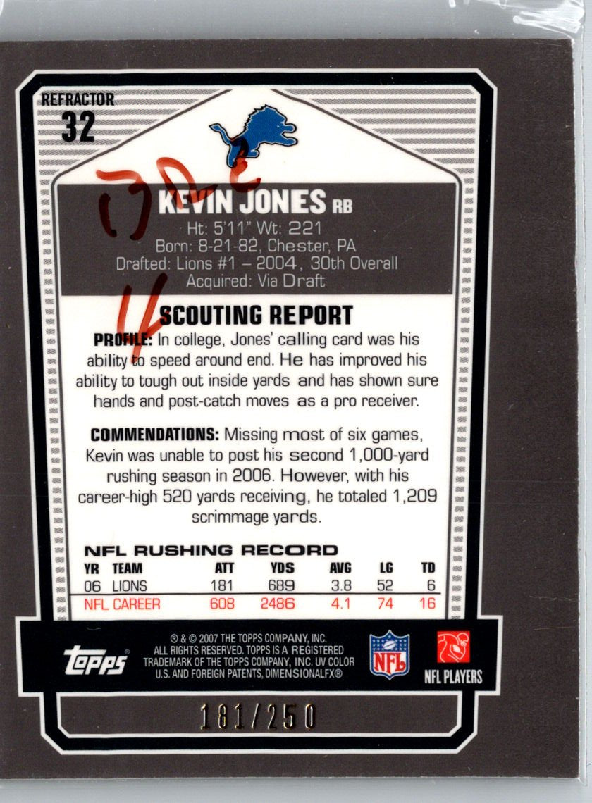 2007 Topps Draft Picks Kevin Jones Chrome Bronze Refractors #/250 M33
