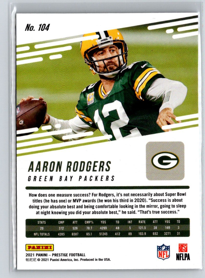 2021 Panini Prestige #104 Aaron Rodgers Xtra Points Hyper M34