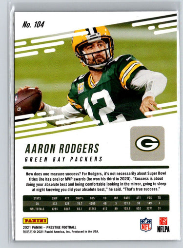 2021 Panini Prestige #104 Aaron Rodgers Xtra Points Hyper M34