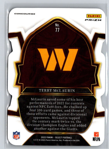 2022 Panini Select #77 Terry McLaurin Green and Yellow Prizm Die Cut M34