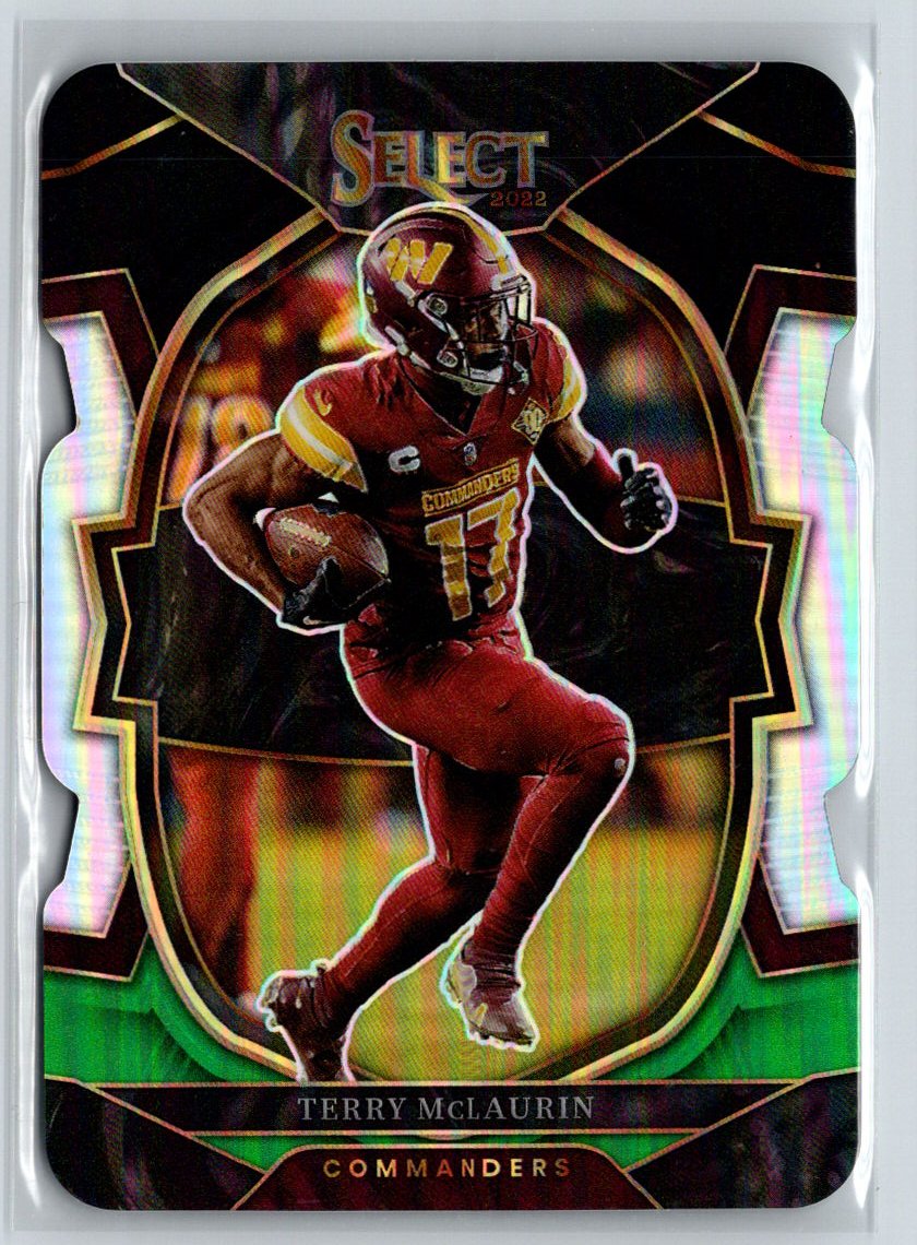 2022 Panini Select #77 Terry McLaurin Green and Yellow Prizm Die Cut M34