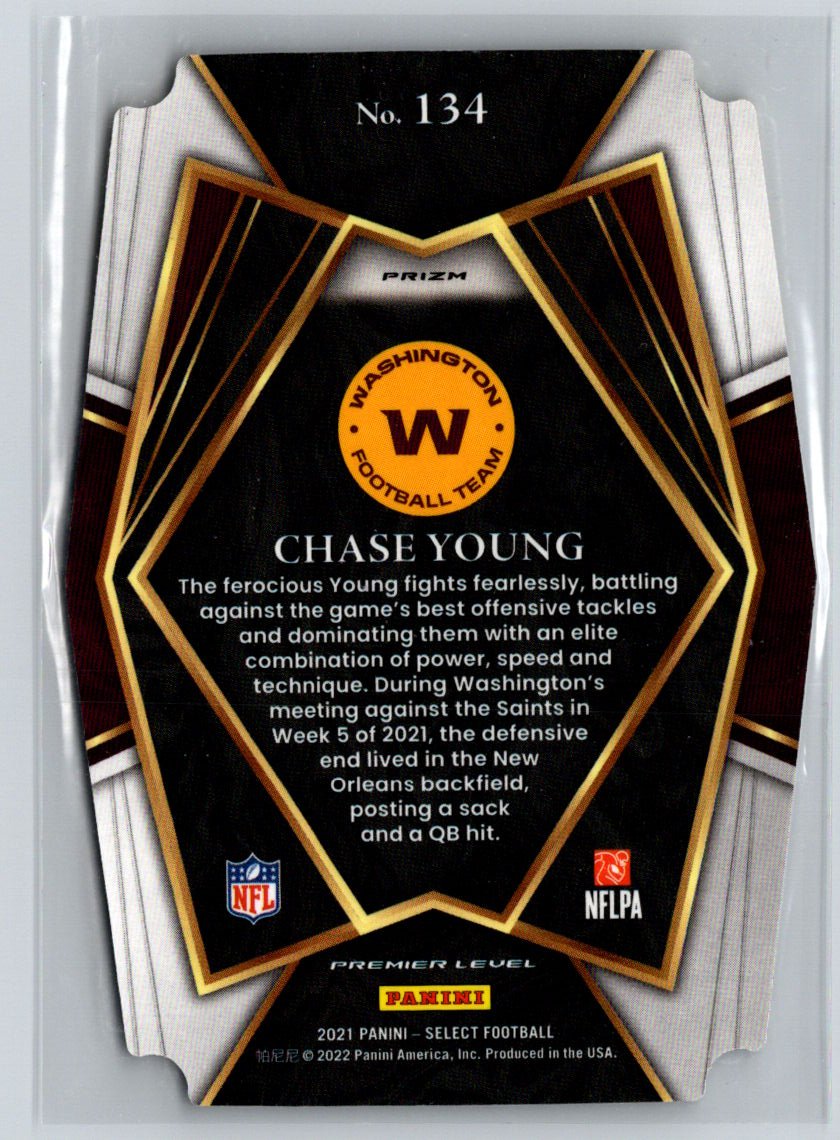 2021 Panini Select #134 Chase Young Red and Yellow Prizm Die Cut M34