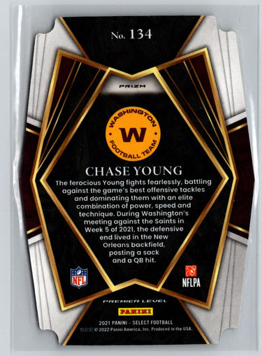 2021 Panini Select #134 Chase Young Red and Yellow Prizm Die Cut M34