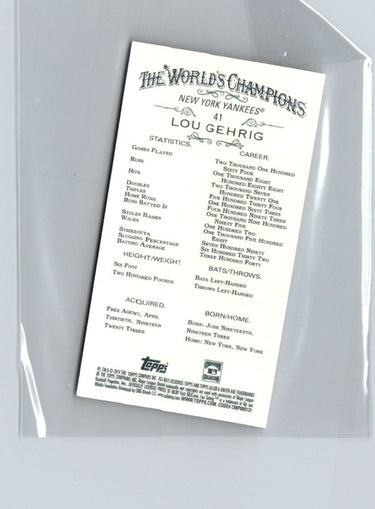 2014 Topps Allen & Ginter #41 Lou Gehrig Mini Black Border M34