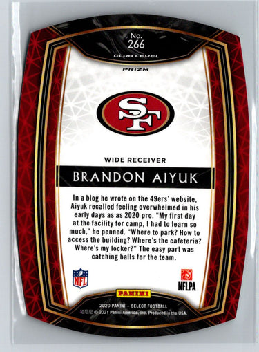 2020 Panini Select #266 Brandon Aiyuk Neon Green Prizm Die Cut M35