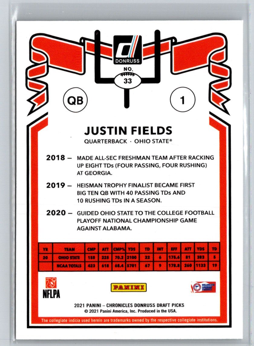 2021 Panini Chronicles Draft Picks #33 Justin Fields Orange M36