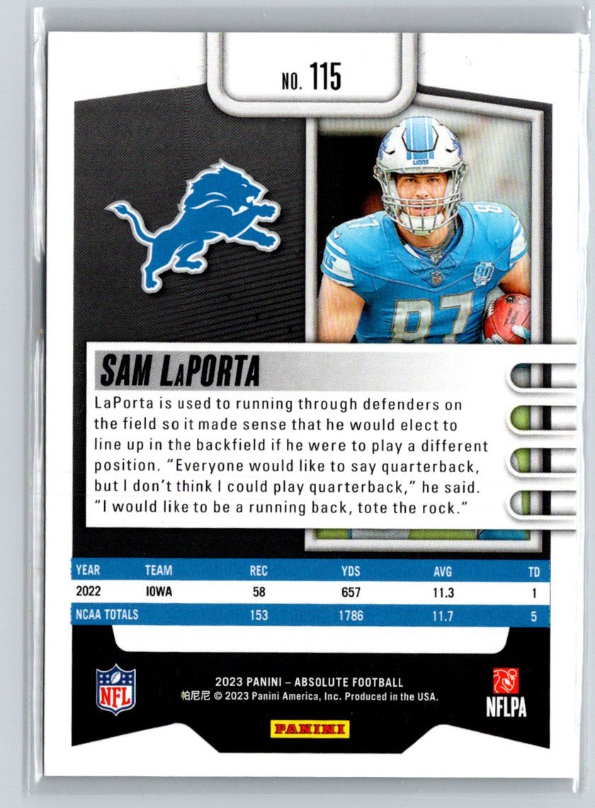 2023 Panini Absolute #115 Sam LaPorta Red M36