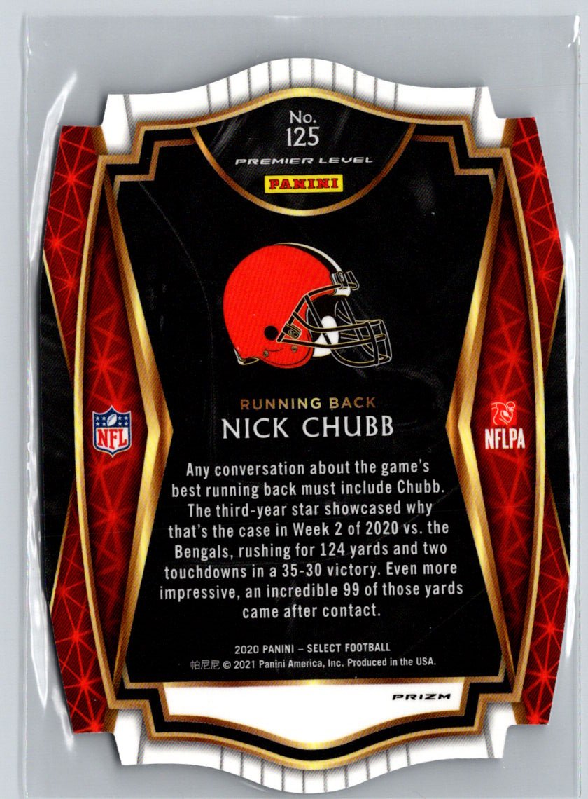 2020 Panini Select #125 Nick Chubb Blue Prizm Die Cut M37