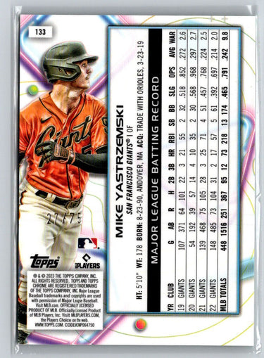 2023 Topps Chrome Cosmic #133 Mike Yastrzemski Green Space Dust #/75 M37