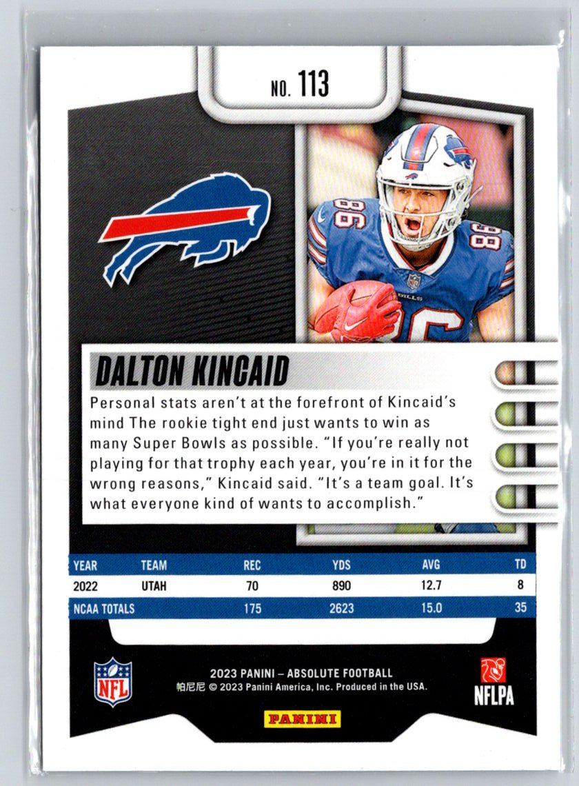 2023 Panini Absolute #113 Dalton Kincaid Blue M37