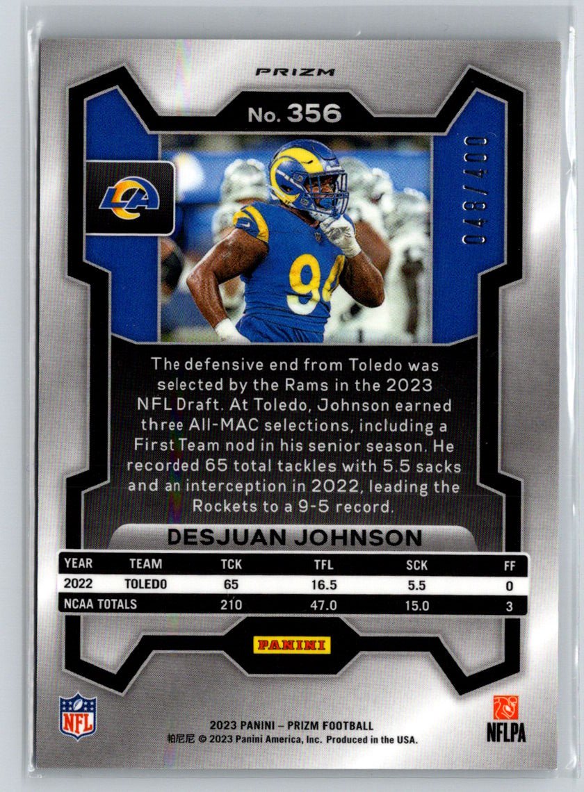 2023 Panini Prizm #356 Desjuan Johnson Pandora #/400 M38
