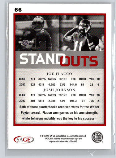 2008 SAGE HIT #66 Joe Flacco / Josh Johnson M41