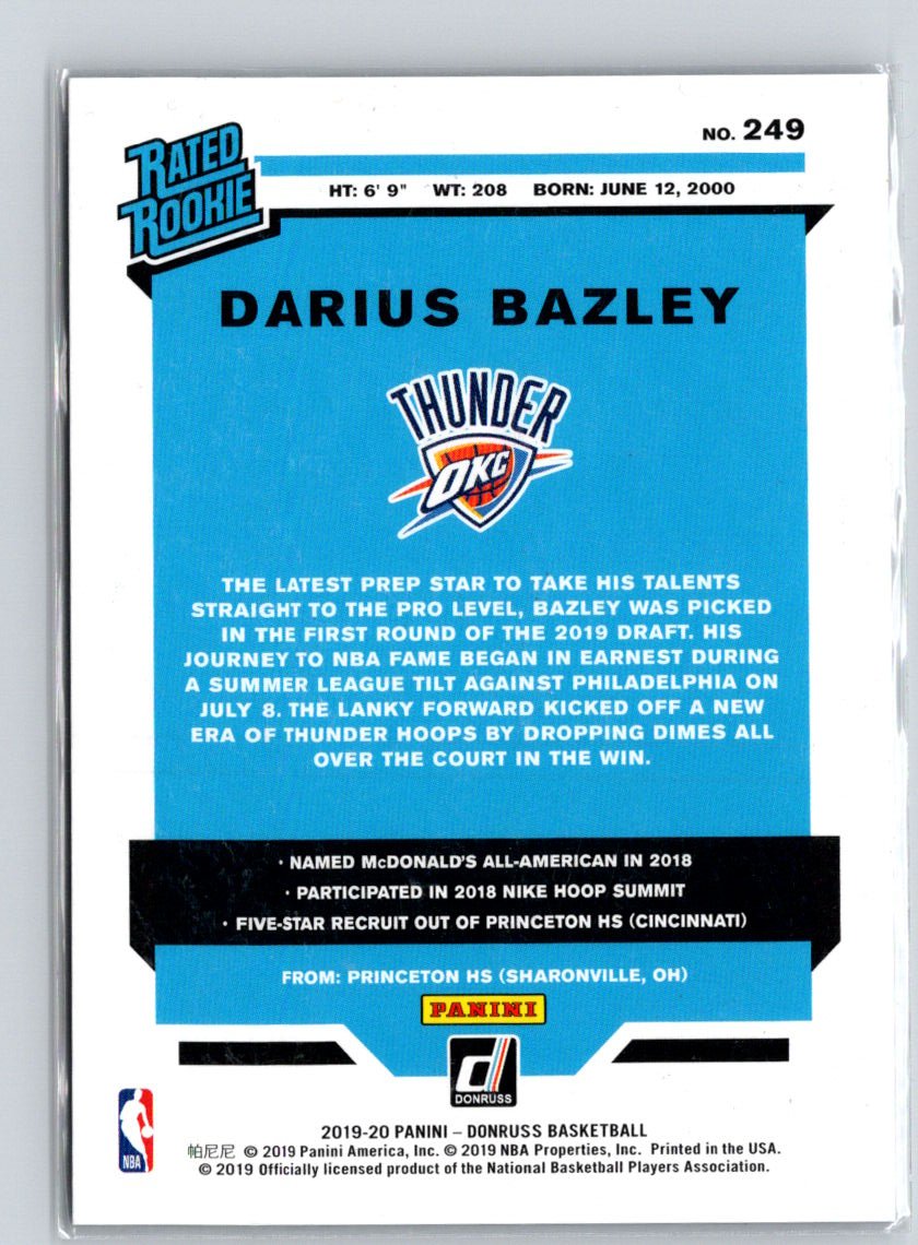 2019-20 Donruss #249 Darius Bazley Blue Infinite #/35 M42