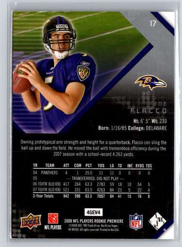 2008 Upper Deck Rookie Premiere Box Set #17 Joe Flacco M43
